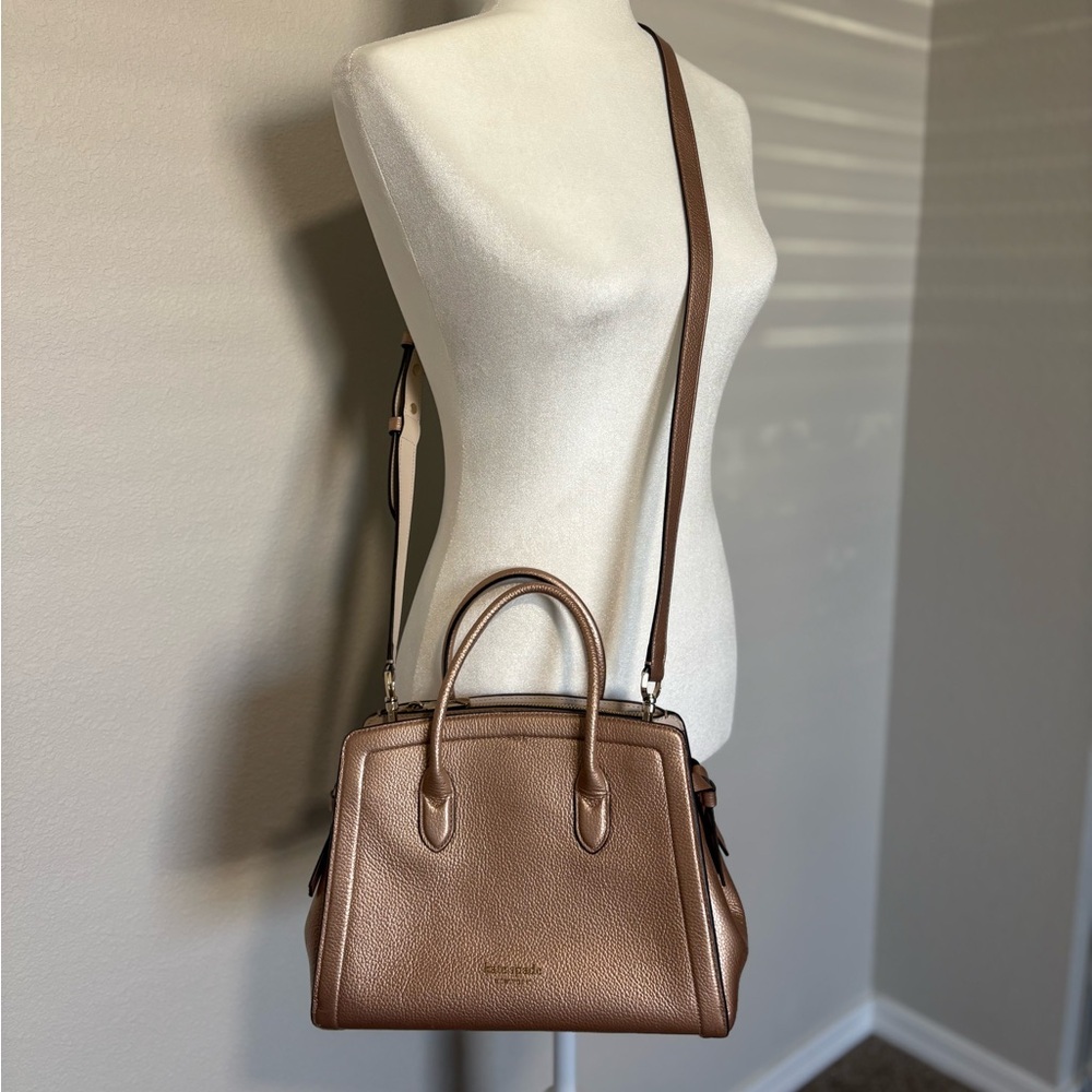 Kate Spade Metallic Rose Gold Pebbled Leather Satchel - Picture 12 of 12